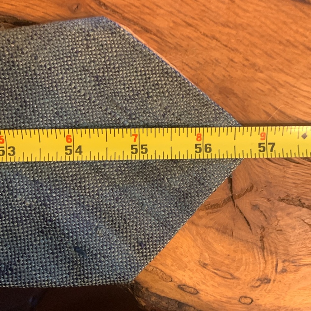 70’s TEAL BLUE RAW SILK NECKTIE FROM CAROL CRAVATS OF NEWBURYPORT ST., BOSTON MA - Picture 10 of 13